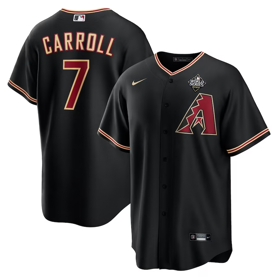 Homens Camisa 2023MLB Arizona Diamondbacks Corbin Carroll Preto 2023 Série Mundial De Beisebol Jersey