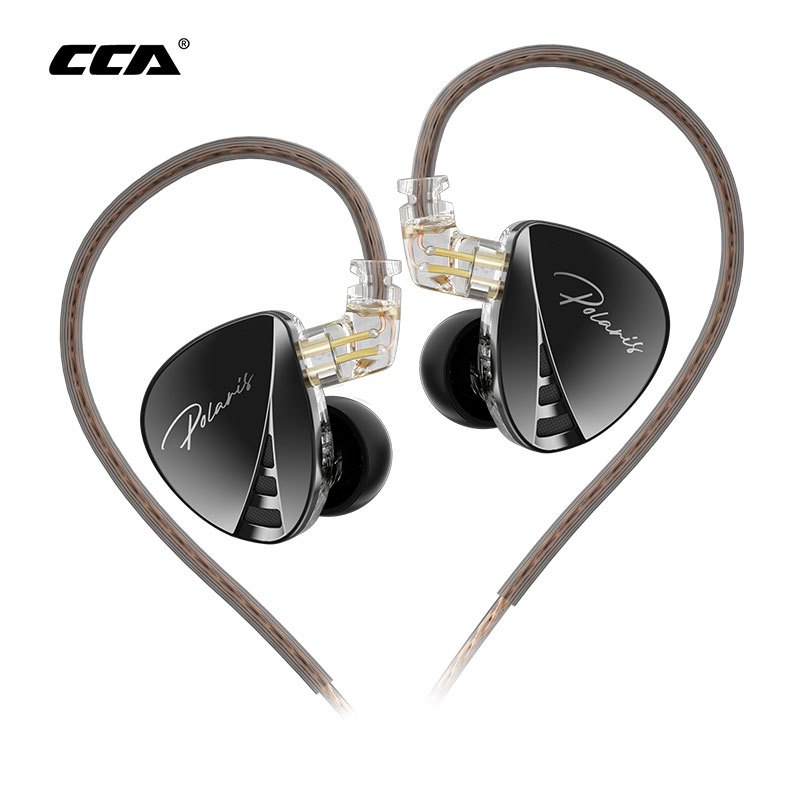 CCA Polaris 1DD Fones De Ouvido Intra-Auriculares Com Fios Intercambiáveis Bassline 3.5MM De Alta Fidelidade HIFI Earbuds High Quality (Black MIC)