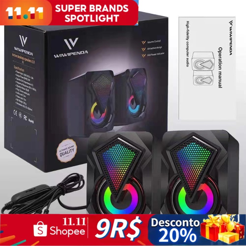 REDRAGON Calliope GS580 3.5 milímetros aux 2.0 stereo surround música RGB  barra de som para computador