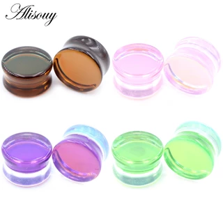 Alisouy 1 Peça 6mm-30mm Vidro Redondo Mulheres Homens Tampões De Ouvido Túneis Guages Maca Expansor Brincos Extensores Piercing Jóias Corporais