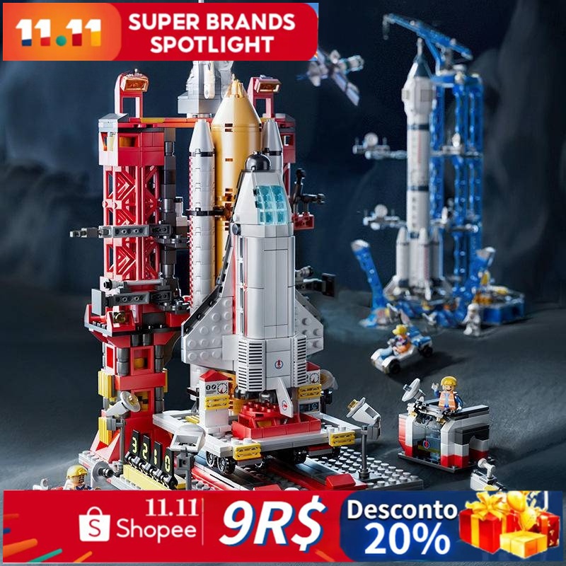 521 Pcs Lego Brothers Compatível Aeroespacial Lançamento Base Educacional Meninos Montagem De Brinquedos Infantis Construção