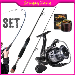 Conjunto De Pesca Sougayilang 5.2 : 1 Relação Engrenagem 8 KG Carretel De Arrasto Máximo 1.8M Cana Giratória