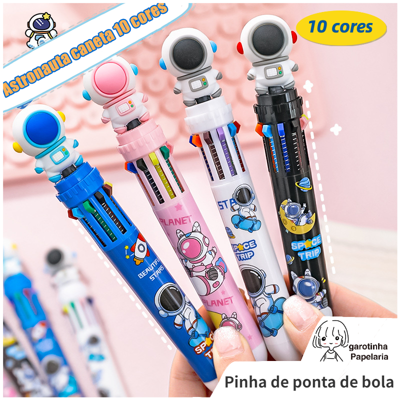 【Oferta especial】Novo Astronauta Criativo Caneta Esferográfica 10 Cores Estudante Multi-Funções Material De Escritório Prêmio Gift/caneta magica