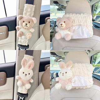 Cinto De Segurança Para Carro Capa De Ombro Guardanapo De Pelúcia Porta Lenços De Papel Caixa De Fêmea Boneca Urso De Coelho Com Protetora Decoração De Interiores