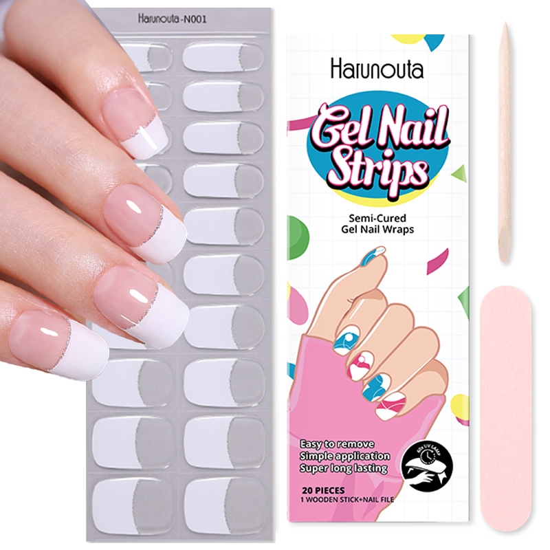 20/22Tips Tiras De Gel De Unhas Brancas UV/LED Adesivo Cura De Longa Duração Manicure