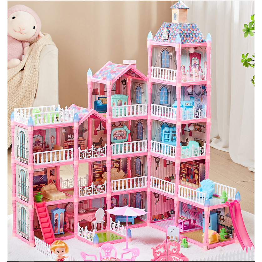Casa de Brinquedos Amazonas Novo Estilo Doll Doll House Casa de Bonecas para Crianças Villa Princesa Princesa Caixa de Presentes Castelo de Brinquedos Atacado