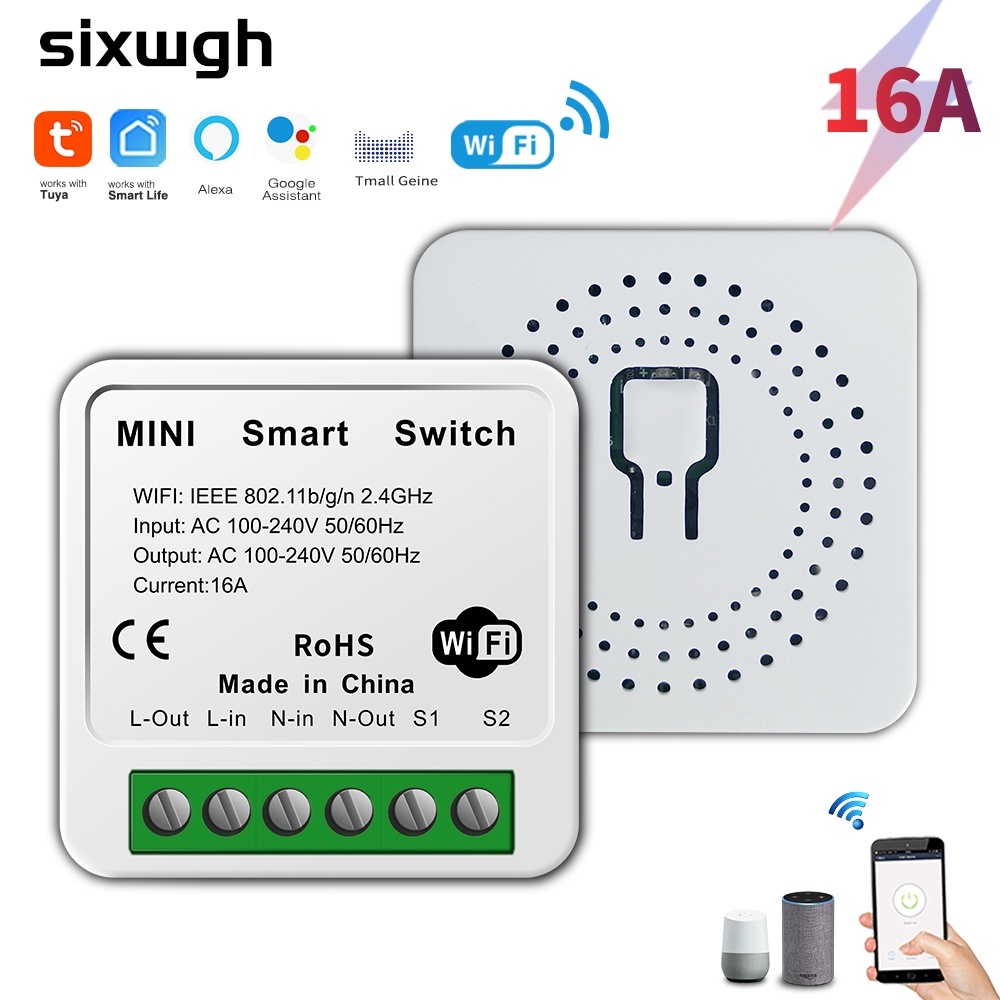 DIY Tuya Interruptor WiFi inteligente wifi Mini smart switch 16A Smart Life APP Suporta 2-Way Relé Temporizador Google home Alexa Voz Controle