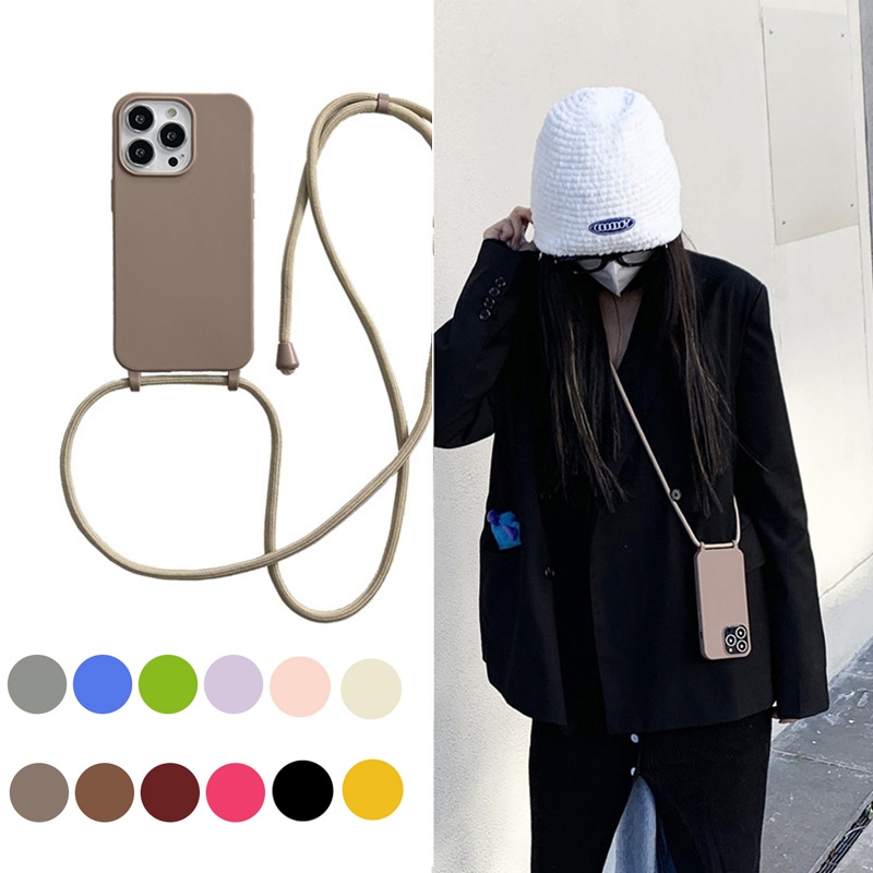 Capa De Telefone Para iPhone 13/14/15/16 Pro Max Crossbody Colar Alça ...