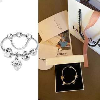 SF women Moda Amor 925 Bracelete Prata Encanto Pingente Com Conjunto De Caixa Presente De Casal