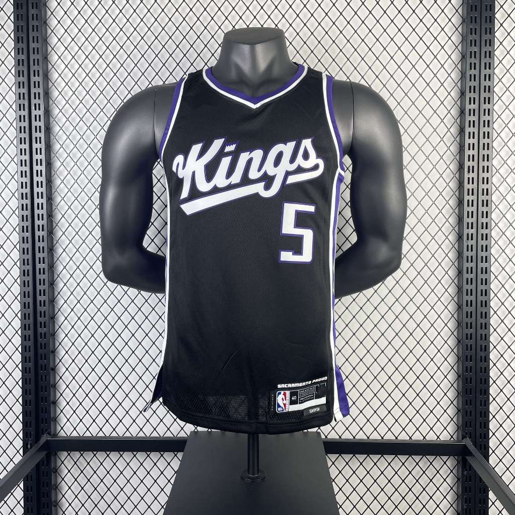 2023-2024 NBA Nova Temporada Camisas De Basquetebol Sacramento Kings De'Aron Fox Away Black 5 Camiseta Sweatshirt