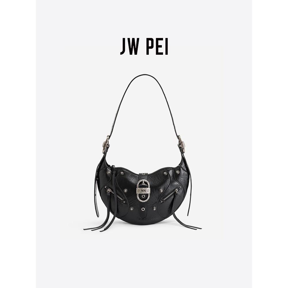 Saco de Cera de Couro Croissant de Cera Jw Oil TESSA Niche Design Summer New Style Motocicleta Série Rebites Cool Sa Shoulder Messenger Bag 5S34 Bolsa para Motocicleta