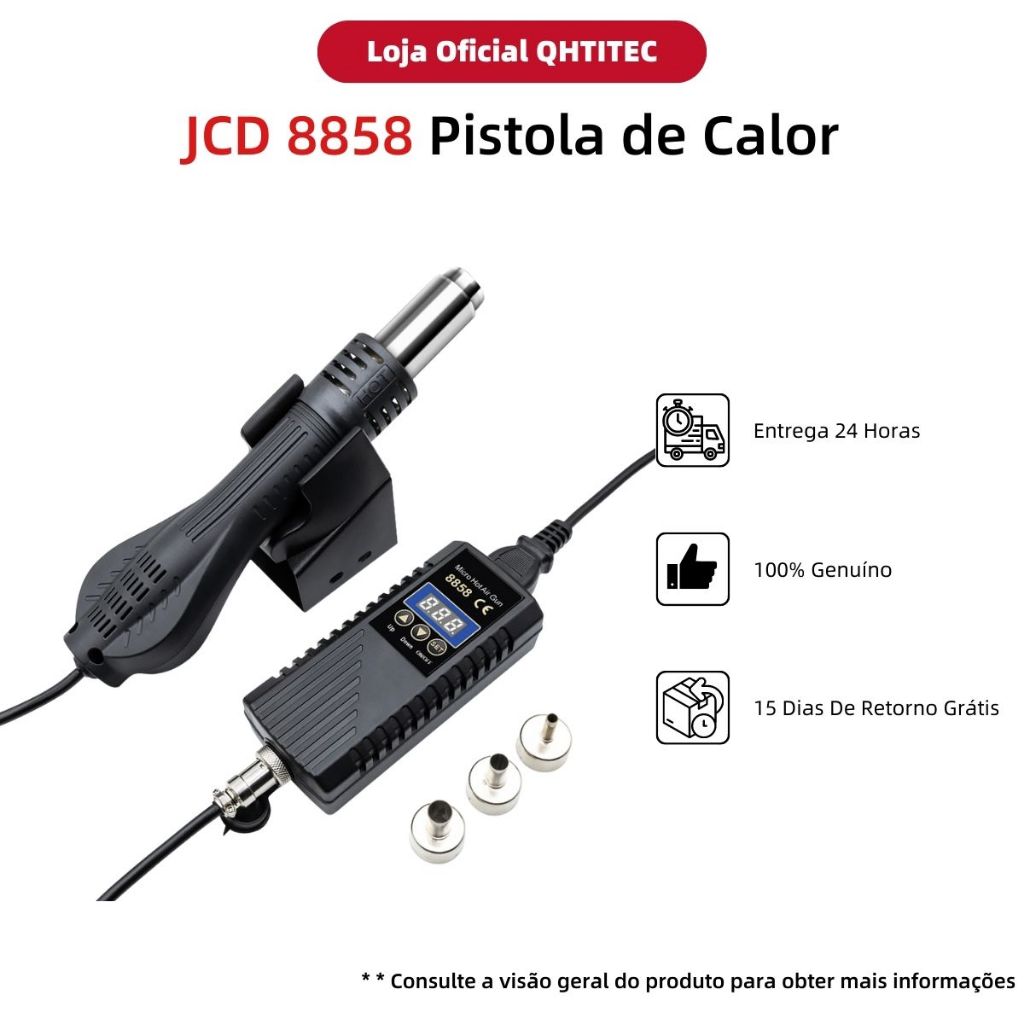 JCD 8858 750W Estação De Solda / Ar Quente Eletrônico - 220V/110V