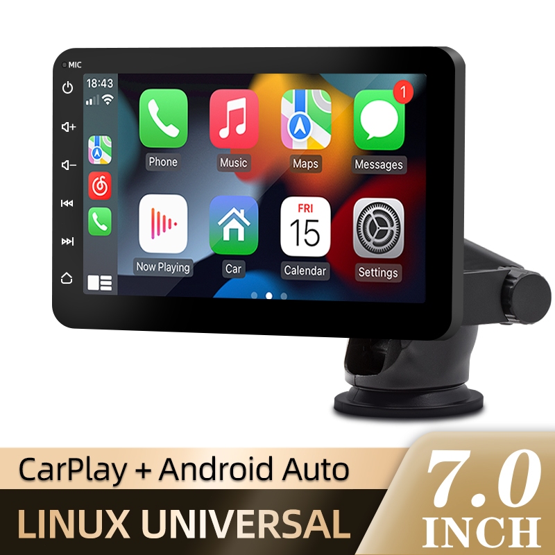 Rádio Automóvel CarPlay Android Reprodutor De Vídeo Multimídia 7inch Tela Sensível Ao Toque Portátil Bluetooth 5.0 Com Controle Remoto