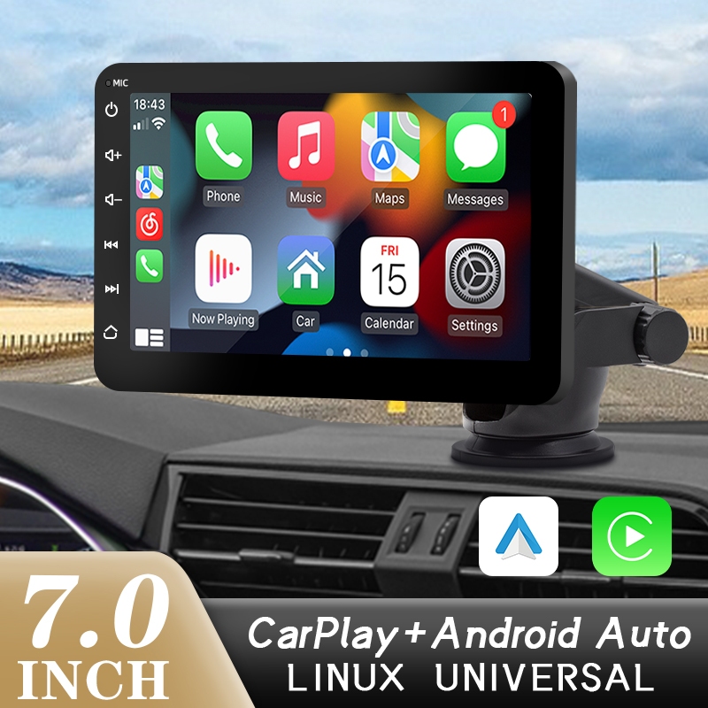 Rádio Automóvel CarPlay Android Reprodutor De Vídeo Multimídia 7inch Tela Sensível Ao Toque Portátil Bluetooth 5.0 Com Controle Remoto