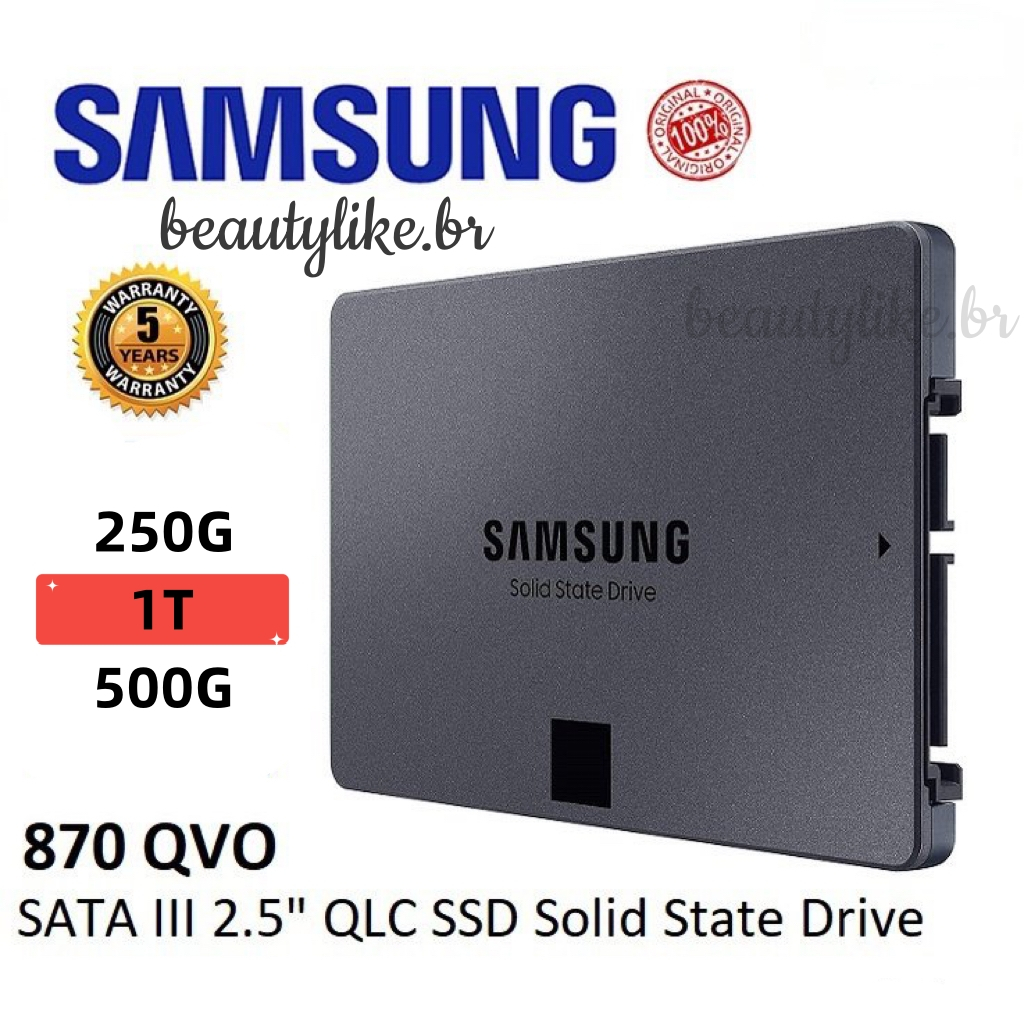 Samsung SSD 870 EVO Real Bid 2.5inch QLC HD-250GB / 500GB / 1TB Unidade Internacional de Estado Sólido