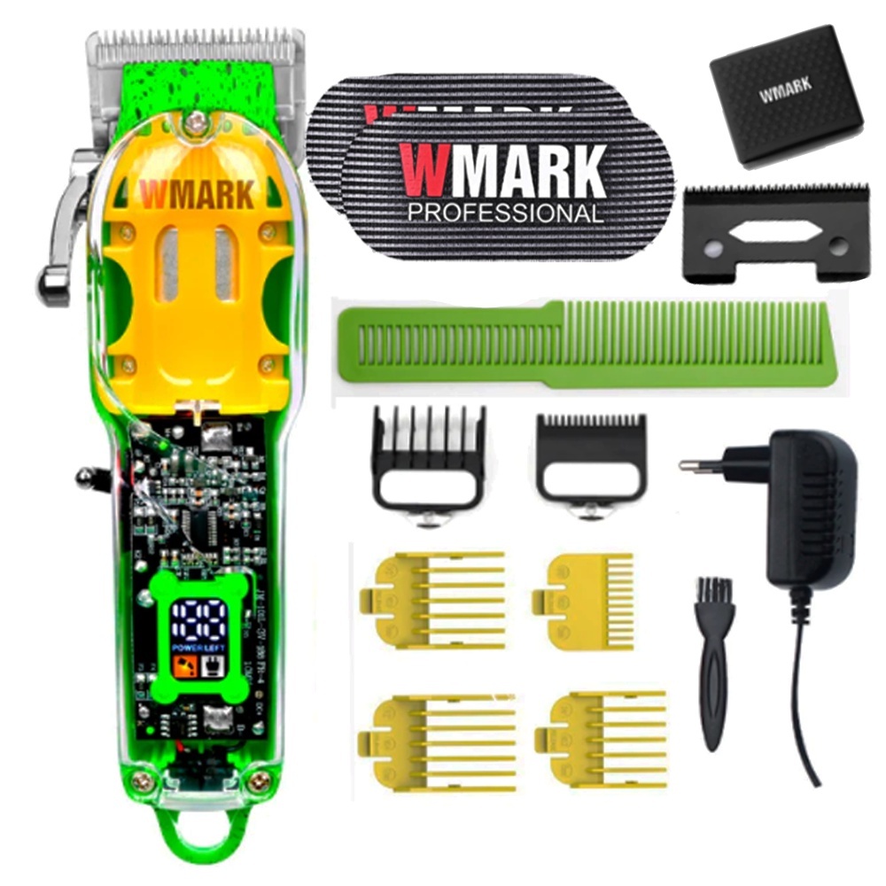 Maquina de cortar cabelo transparente Wmark NG308 Verde