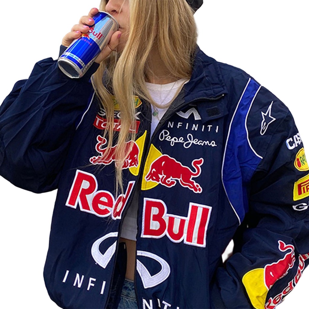 Red Bull Casual Impresso Solto De Motos De Manga Longa Casaco De