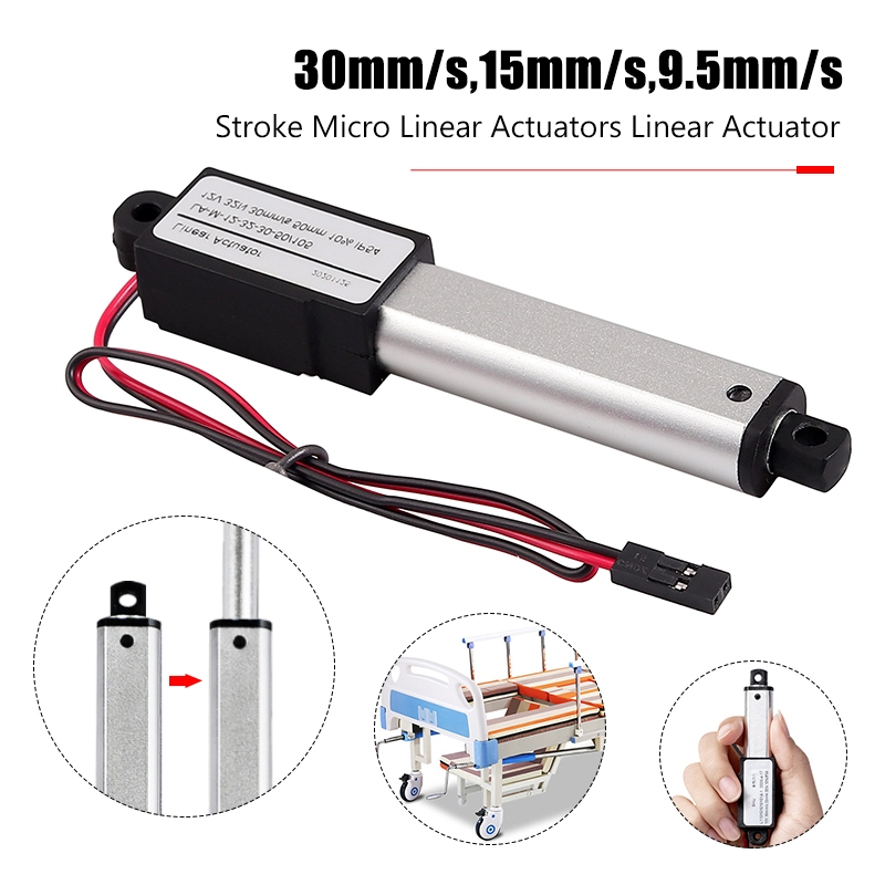 Atuadores Micro Lineares De Curso De Liga De Alumínio Atuador Linear DC 12V Mini Motor Elétrico 30mm/s 15mm 9,5mm
