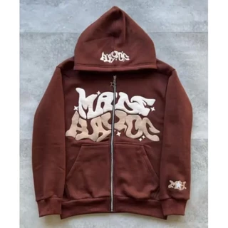 2023 novo estilo Hip Hop carta impressão Cardigan zíper Hoodie masculino feminino moletom Casual