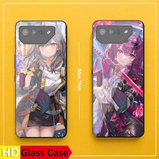 Caixa De Jogos Para Asus ROG 7 Capa 2 3 5 5S 6 9H Vidro Temperado Anti-Bloqueio Honkai Impacto Pintado Phone 7 ROG7 Fundas 6