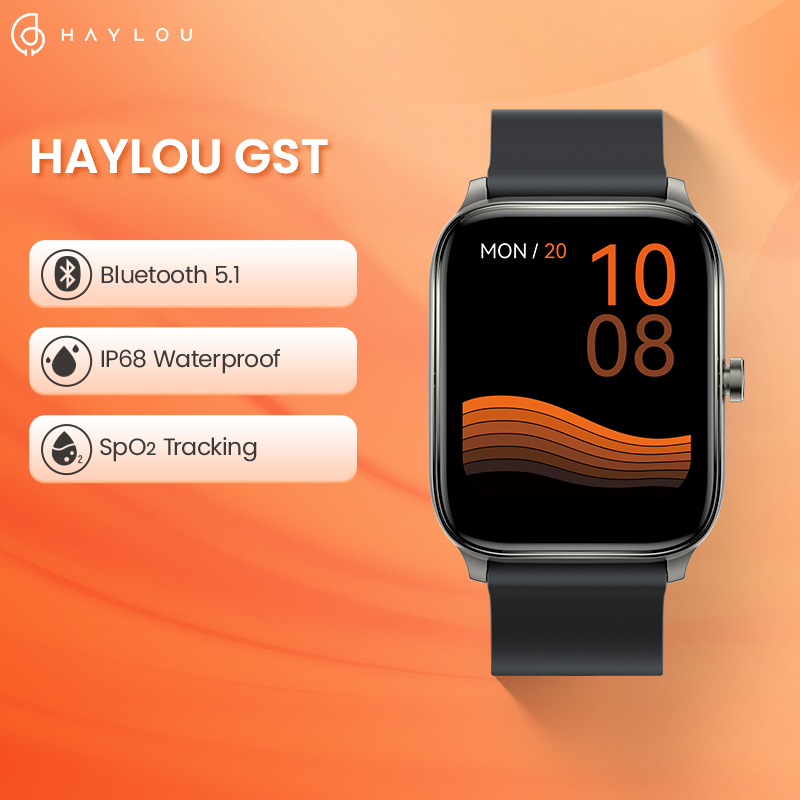 HAYLOU GST Smartwatch, 1,69 tela sensível ao toque para homens e mulheres,  SpO2, fmonitor de frequência cardíaca, IP68 Relógio esportivo, Relógio