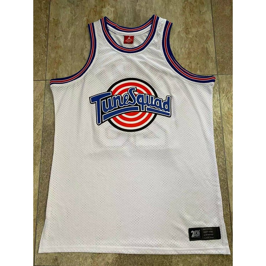 Compota Espacial Masculina # 23 Michael Tune Squad Mitchell Ness Hardwood Clássicos De Basquetebol Branco Jersey
