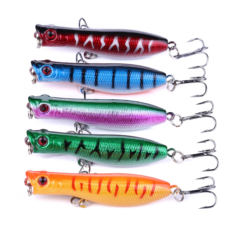 5pcs Iscas De Pesca Popper Kit De Isca Artificial 6cm 5g | Shopee Brasil
