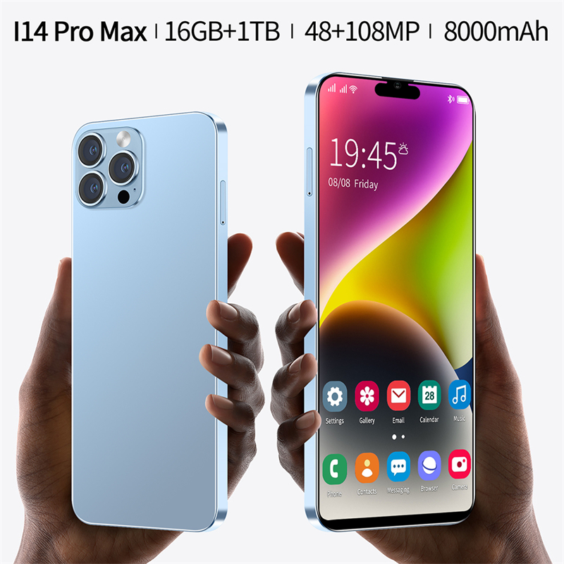 Global Version I14 Pro Max Smartphone 7.3Inch Telefone 8000mAh 1080MP  Camera 8GB+256GB Cell