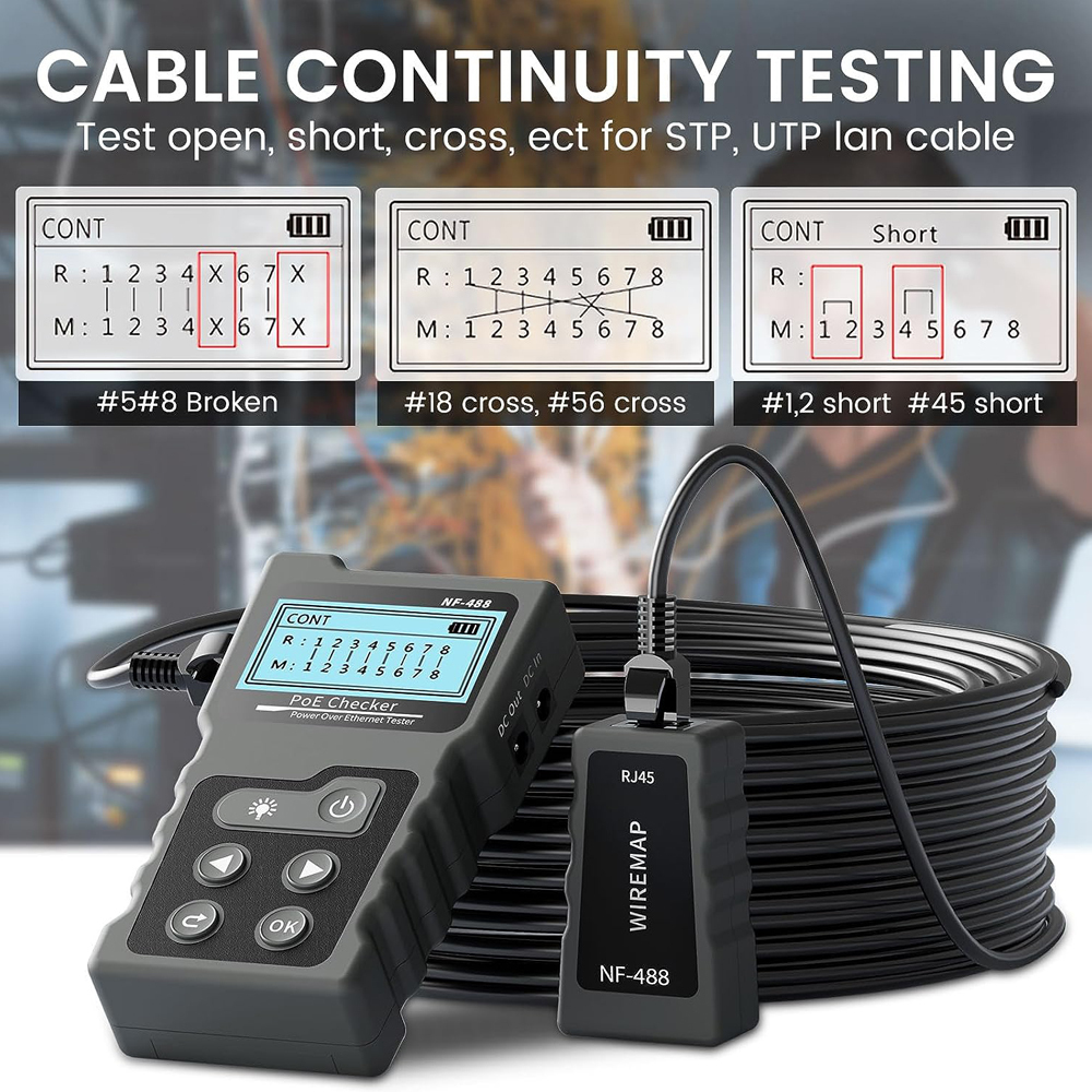 NOYAFA NF-488 Rede LCD PoE Checker Over The Ethernet cat5 cat6 Lan ...