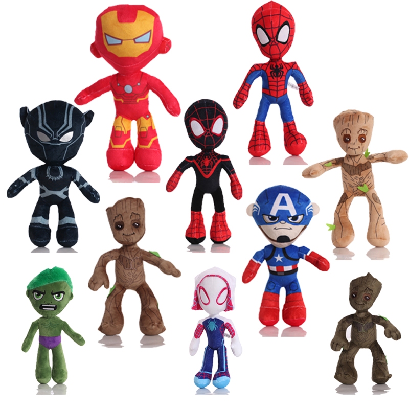 30cm Marvel Avengers Spiderman Gwen Friends Plush Toys Cartoon Bonecas Recheadas Almofadas Quarto De Meninas Decoração De Crianças