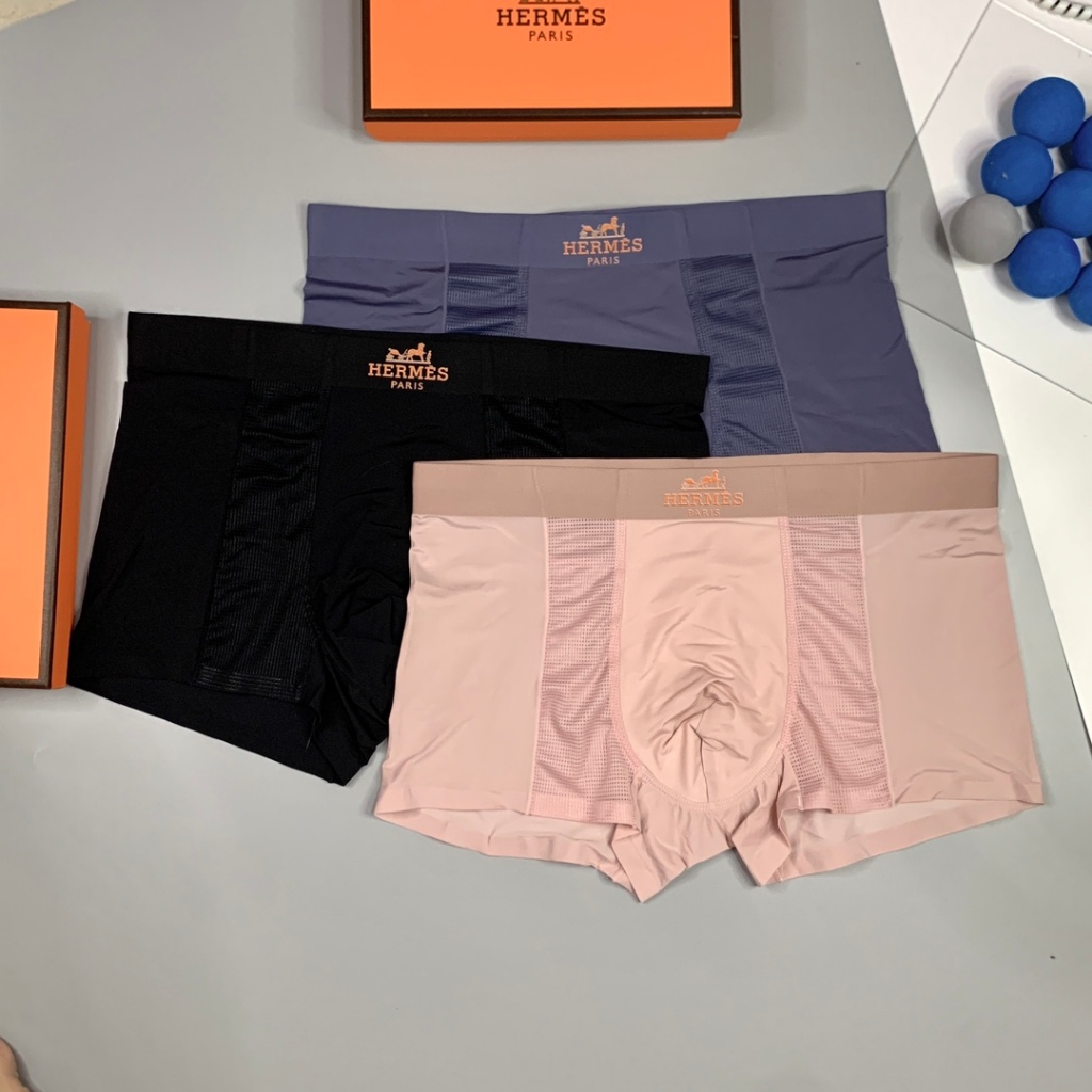 Roupa íntima masculina de grife/cueca boxer de seda gelada/confortável ...