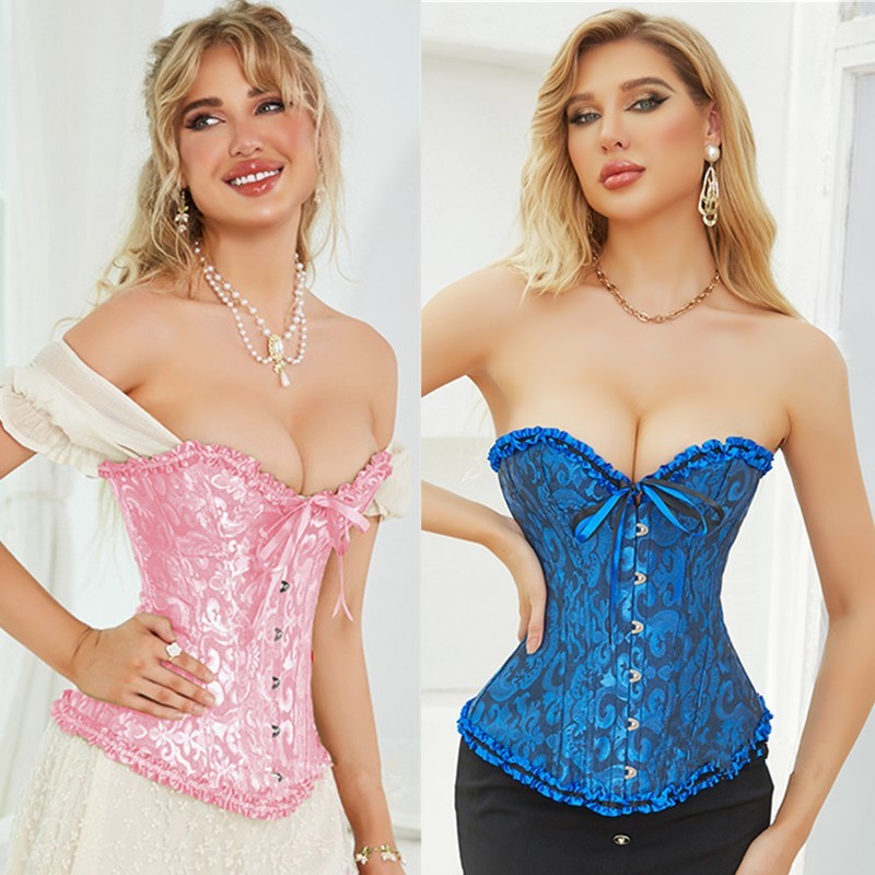Brocado Espartilho Jacquare Bordado Tamanho Corset Plus