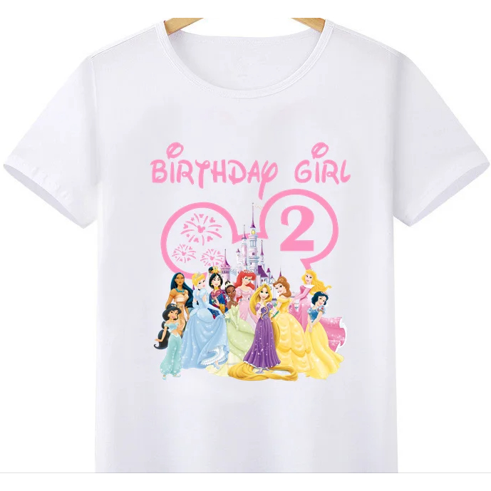 Camisetas Kawaii Meninas Unicórnio Aniversário Número 1-9 Anos De Idade  Festa De Infantil Roupas Infantis Bonitas