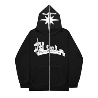 Nova Camiseta Gótica de Outono Inverno Gótica com Zíper Escuro Camiseta com Capuz Solto Impressa Camiseta com Capuz Solto Homens Mulheres Vestuário