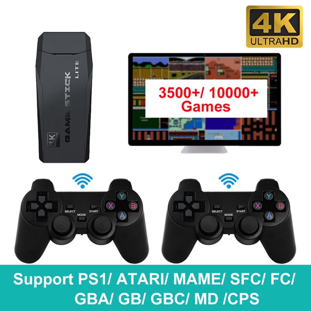 10000/3500 Jogos 4K HDMI Game Stick Sem Fio Dupla Console/Único Jogo De  Vídeo Box Retro Compatível Com Ps1/Cps/Fc/Gb/10 + Emuladors M8 Gamepad