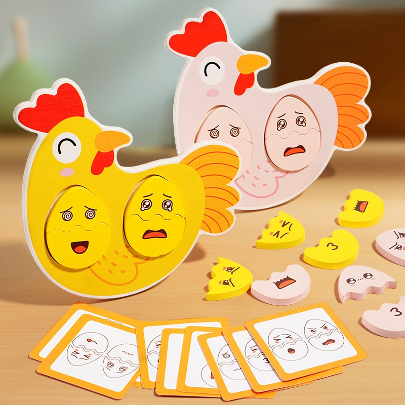 Quebra-cabeças infantil blocos de expressão madeira, montessori
