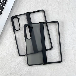 Capa Protetora De Dobradiça Matte Hinge Para Samsung Galaxy Z Fold 5 4 Fold5 Caixa Transparente PC Frosted Soft Bumber Cover Business