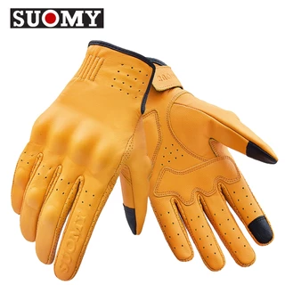 SUOMY Vintage Luvas De Couro De Motocicleta De Corrida Proteção Com Tela Táctil De Motocross MTB