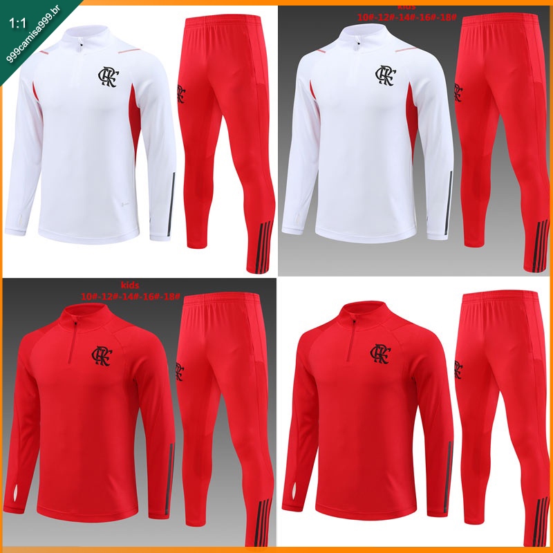 23/24 Meio Zip Manga Longa Camisa De Treinamento Homem Branco Calças Personalizadas Nome e Número