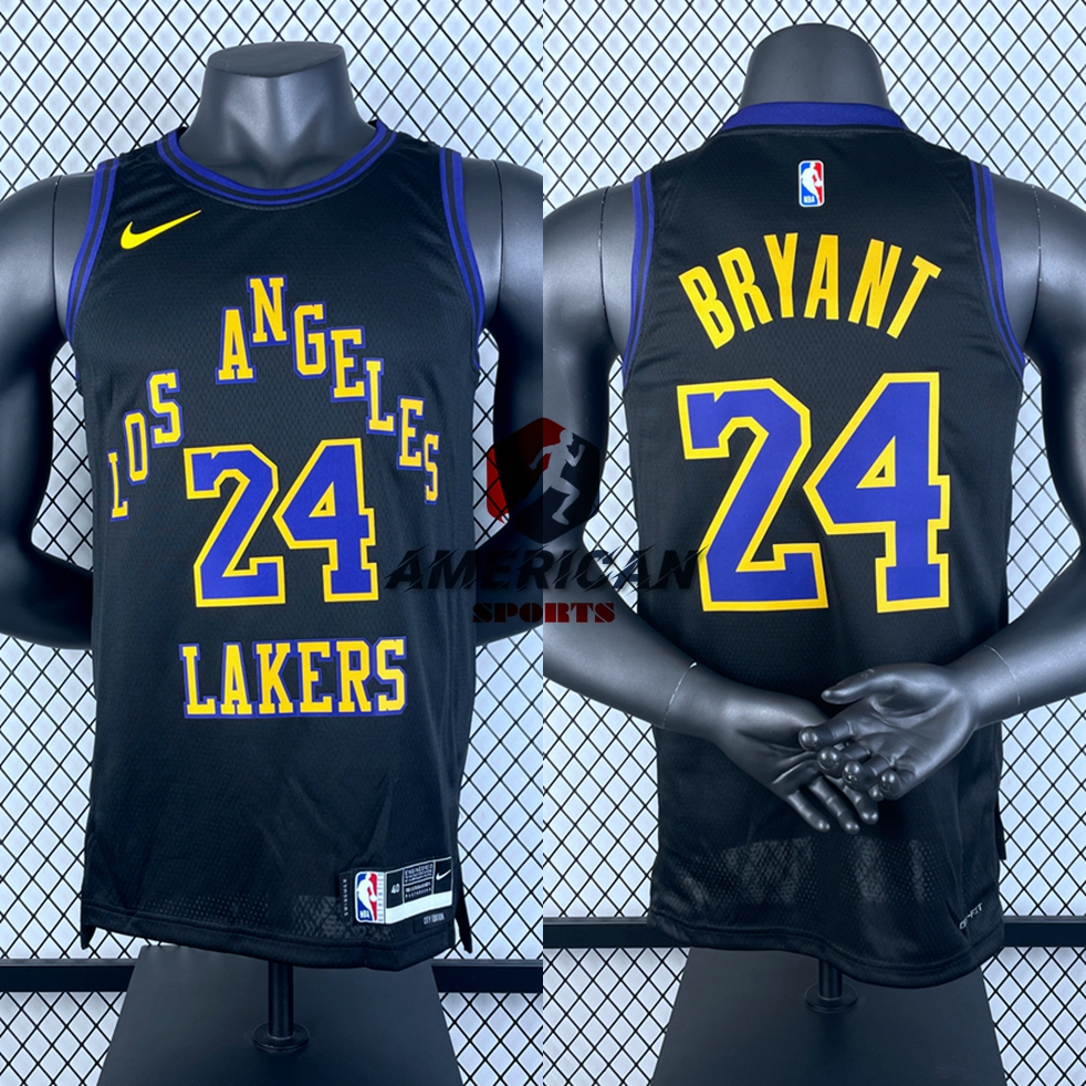 2023-24 City Camisa 2024NBA Los Angeles Lakers Camiseta Kobe Bryant Black Jogador De Basquetebol Jersey