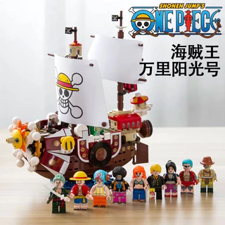 432pçs Navio Pirata One Piece Wanli Sunshine Modelo Navio de Batalha Menino Educacional Montado Bloco de Construção Brinquedo Menino Crianças MOC Presente de Aniversário