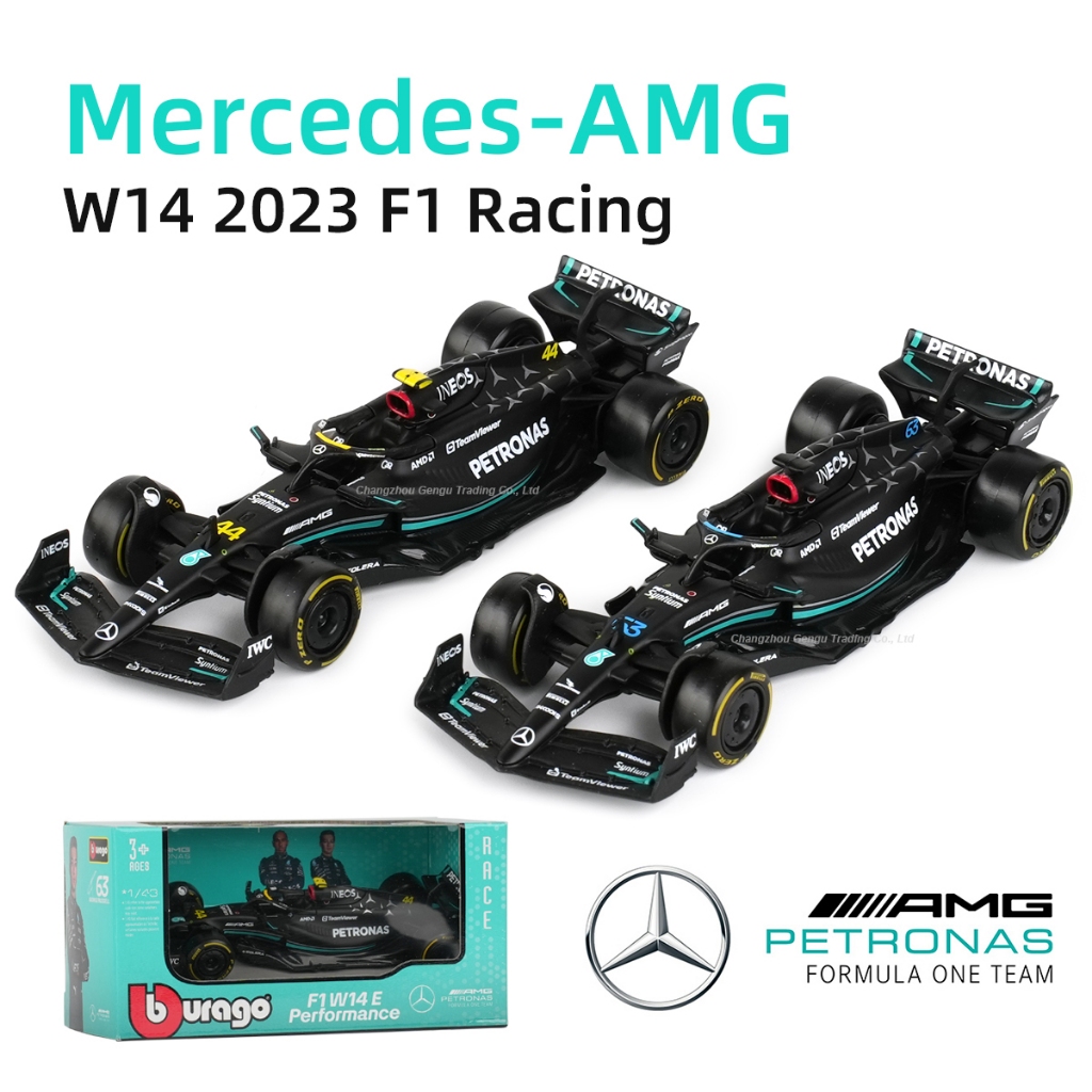 Bburago 1 : 43 Mercedes AMG 2023 W14 E Performance F1 Fórmula Carro Fundido Veículos Colecionáveis Modelo Corrida Brinquedos