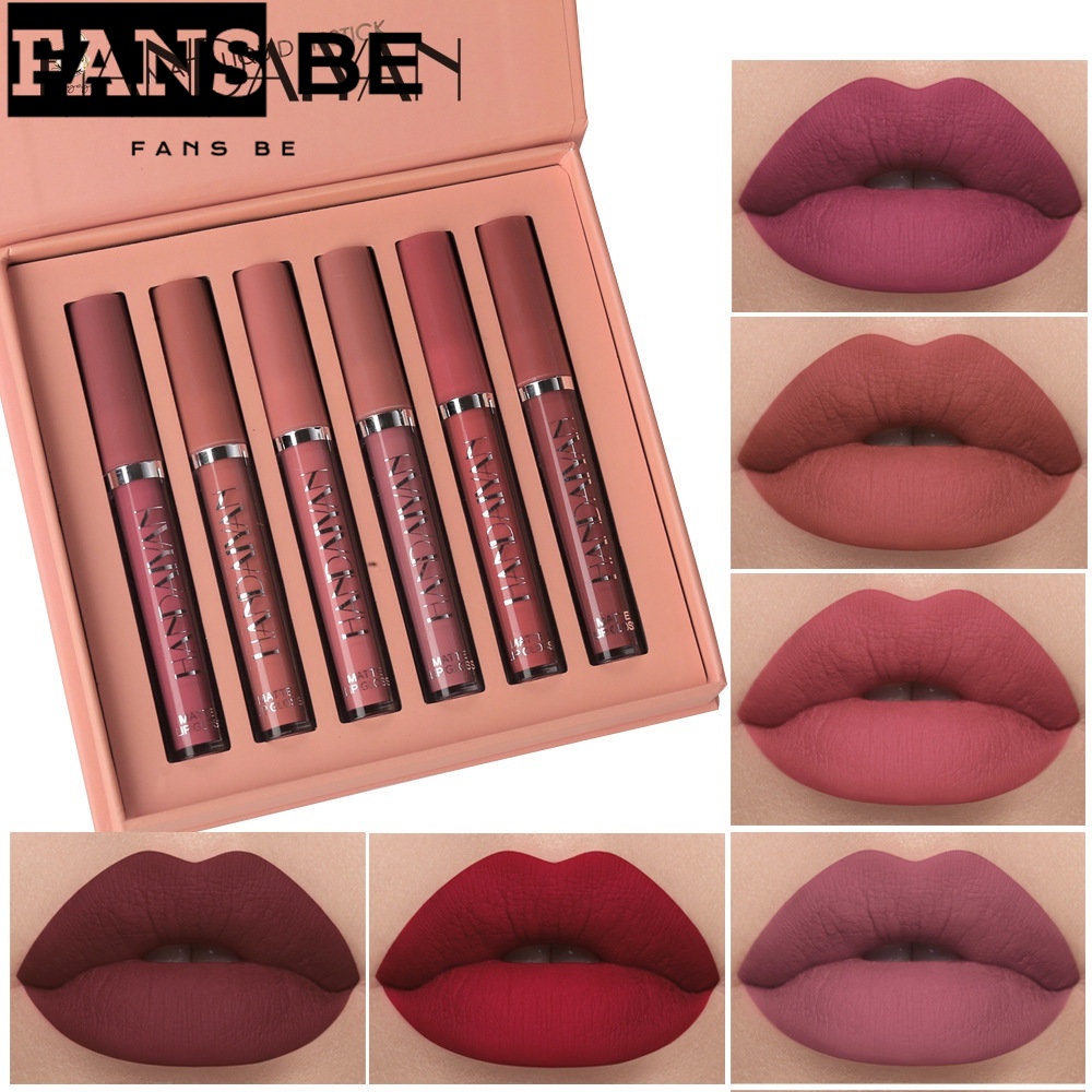HANDAIYAN 6em1 Conjunto De Batom Líquido Fosco À Prova D'água Não Gruda Em