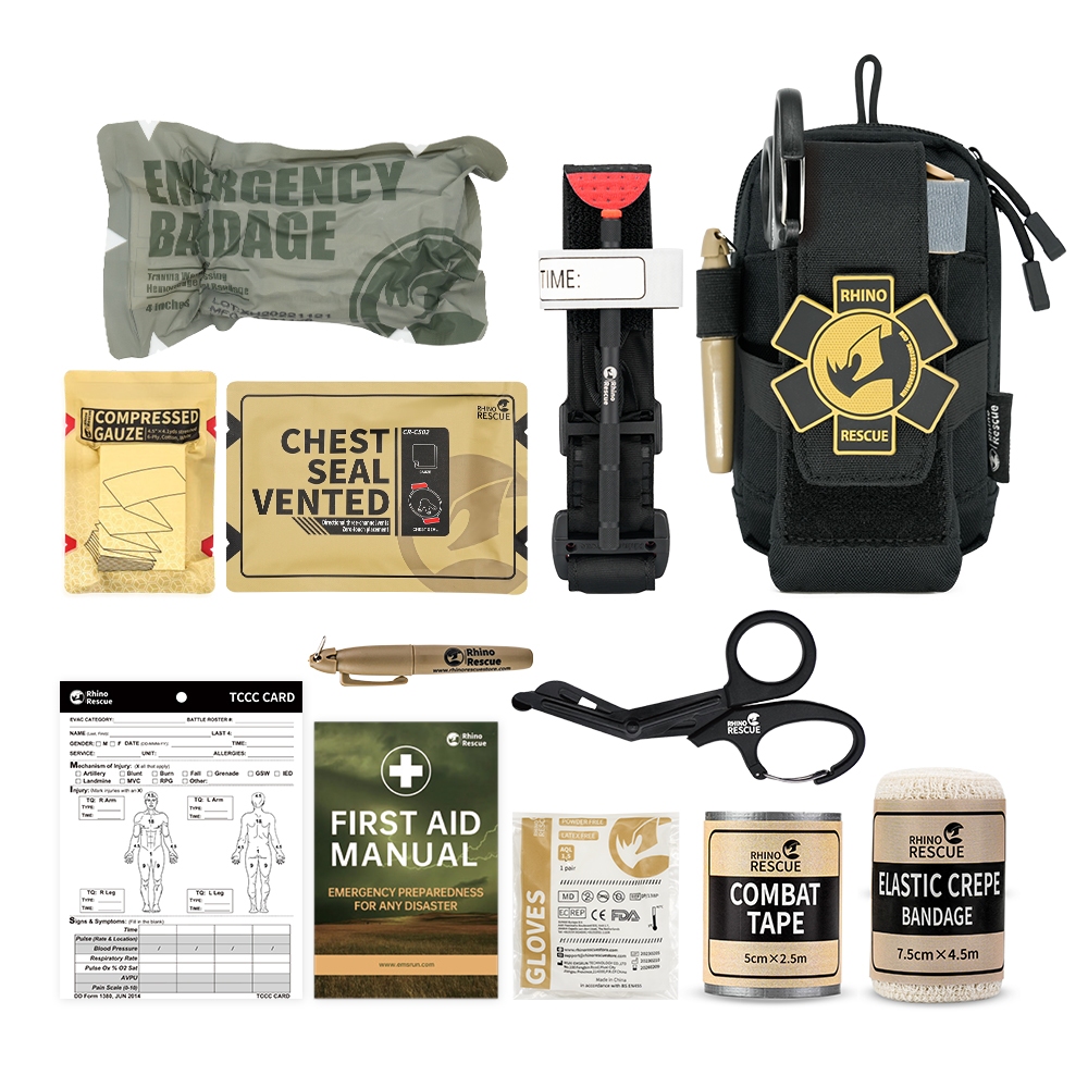 Kit Tático De Primeiros Socorros Rhino Rescue APH EDC De Trauma Militar De Sobrevivência Molle Ferramenta Utilitária Pouches Para Caminhadas De Camping