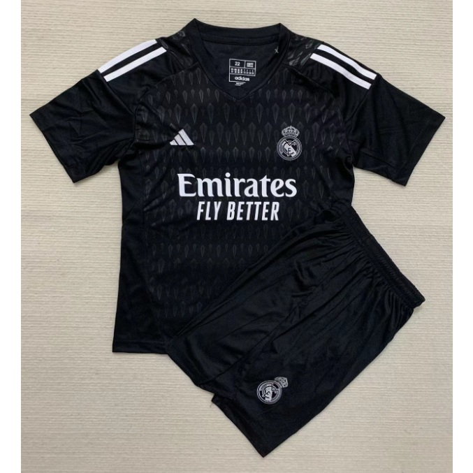 23/24 Real Madrid Goleiro Preto Jersey Camisa De Futebol Infantil