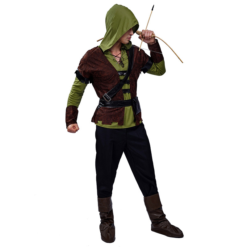 Roupa De Capuz Robin Hood Para Homem Huntsman Verde Deluxe Cosplay ...