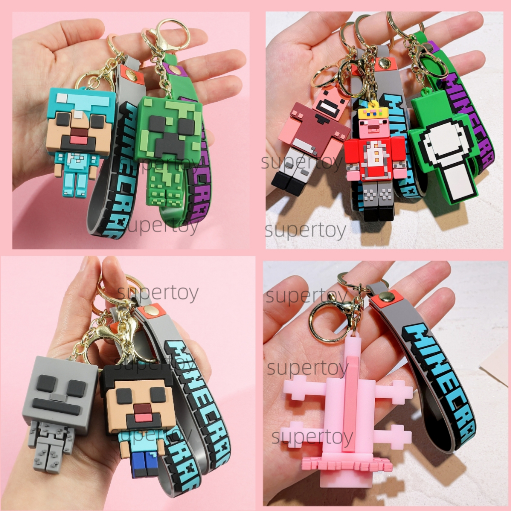 Chaveiro Minecraft Steve Skeleton Ocelot Tuxedo Creeper Para Mochila