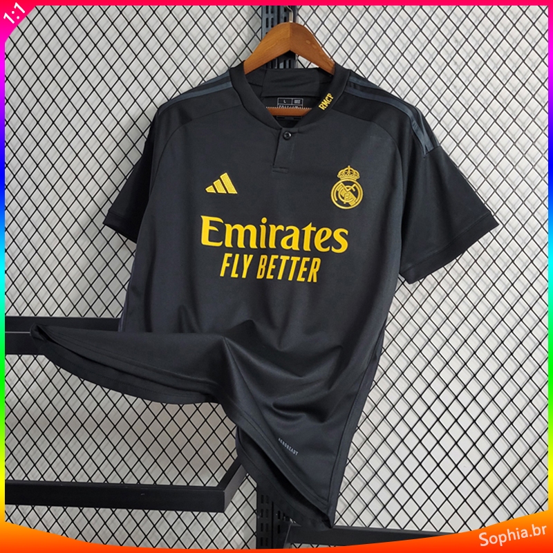 Nova Masculina Camisa do Real Madrid 2023 III Futebol Preta Top 1: 1 Tailândia