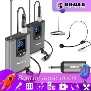 Sistema De Microfones Sem Fio Para Fones De Ouvido Lavalier-BOMGE Dual Wireless Lapel Mic for iPhone , Câmera DSLR , Alto-Falante PA , YouTube , Podcast , Gravação De Vídeo , Conferência , Registro Igreja , Int