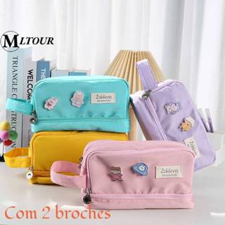 Estojo De Lápis De Grande Capacidade Com 2 Compartimentos Estilo Com 2 broches/Papelaria